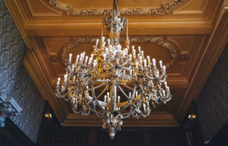 The Great Hall chandelier at Addington Palace